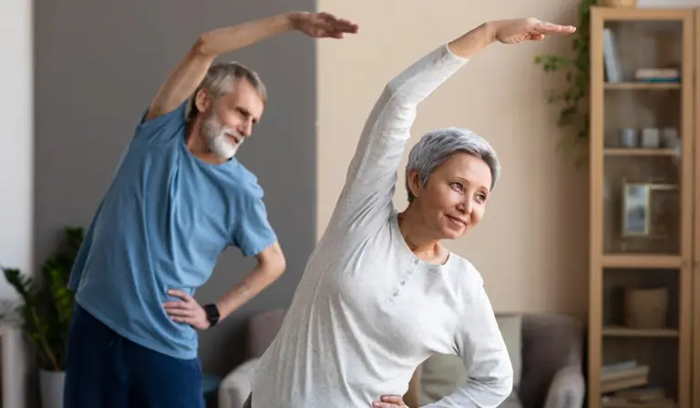 old couple exercising