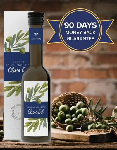 Image of Gundry MD Olive Oil bottle with a guarantee seal