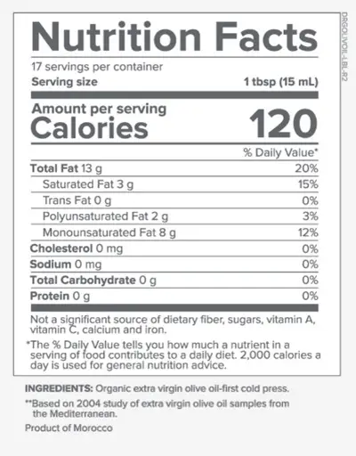 Gundry's Olive Oil nutrition facts